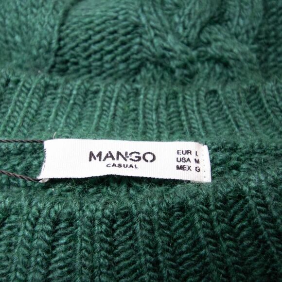 NEW‎ Mango Cable-knit warm sweater, Green, Size M - Picture 7 of 12